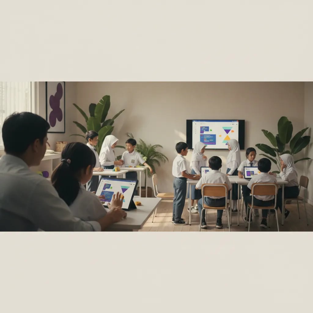 Orang tua Indonesia mendampingi anak belajar coding di rumah