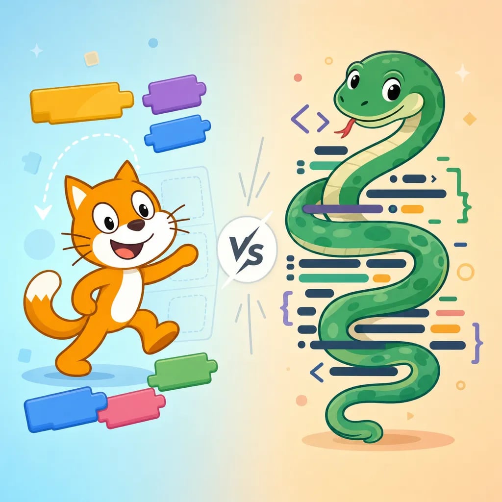 Scratch atau Python untuk Anak: Mana Duluan? Panduan Umur (2026)