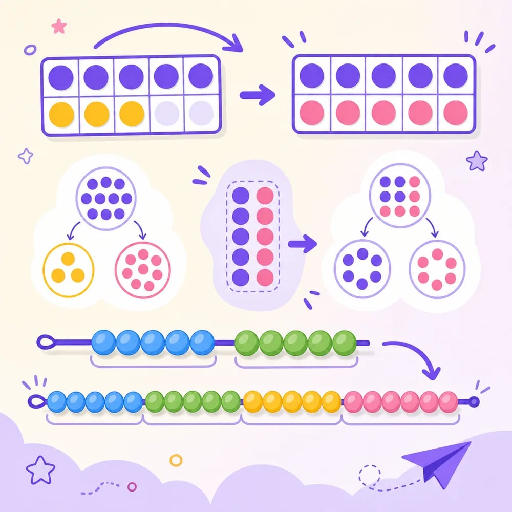 Ten-frames, number bonds, and a bead abacus for practicing fast calculation