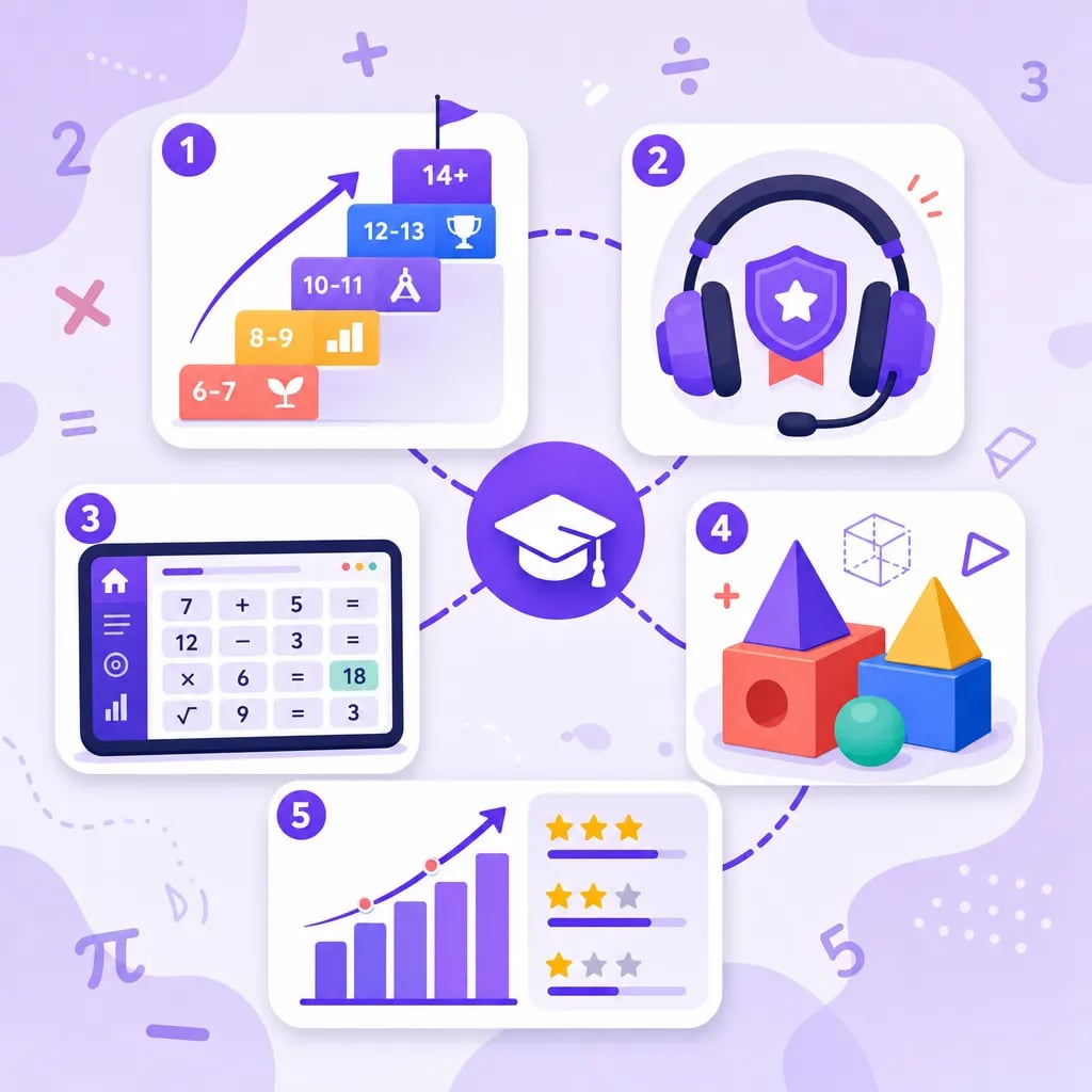 Qué incluye una clase de matemáticas online para niños: currículo por edades, profesor en vivo, plataforma de práctica, proyectos y seguimiento del avance