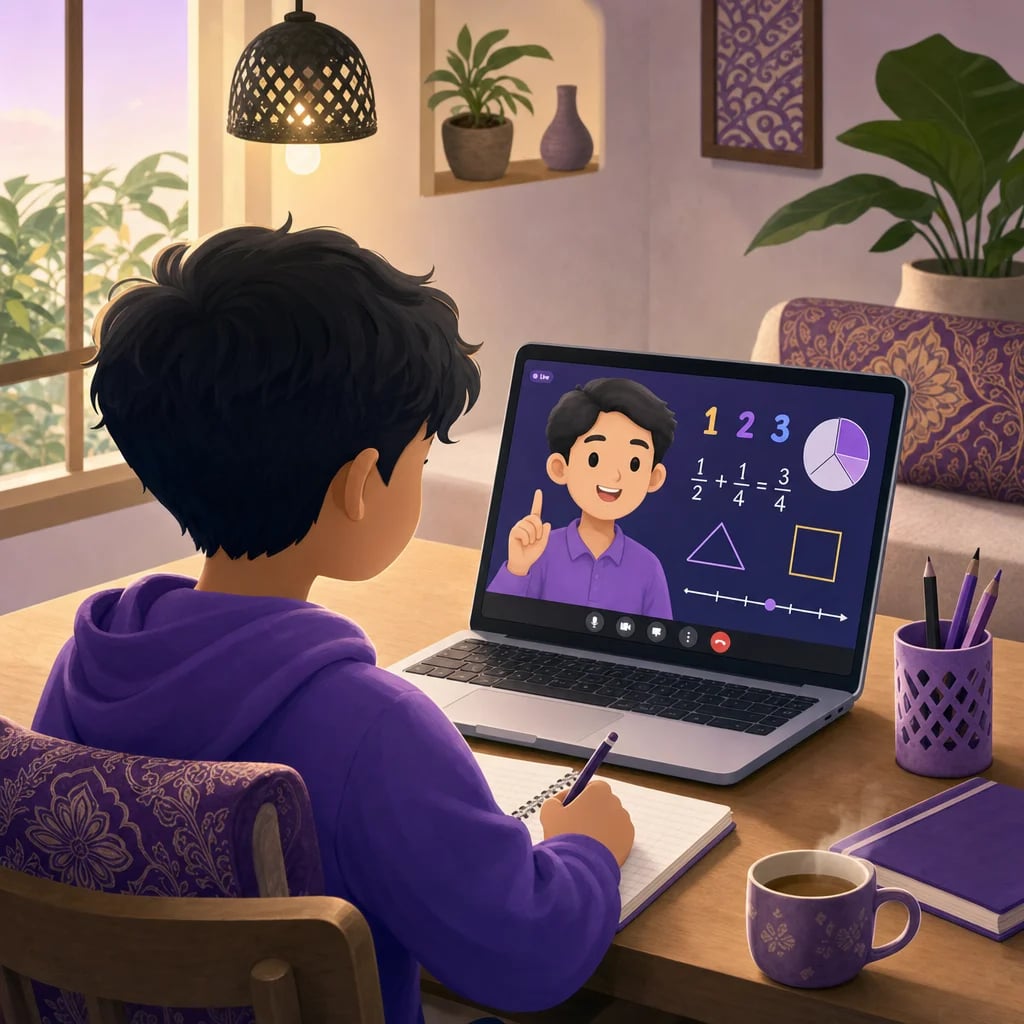 Anak belajar matematika online dari rumah bersama tutor Algonova