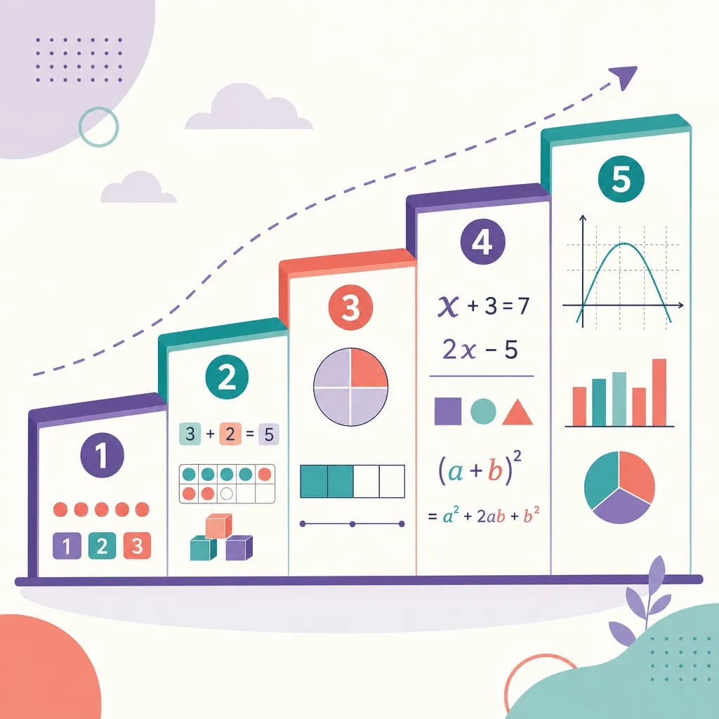 Laluan matematik berstruktur, sejajar kurikulum, dari mengira dan pemahaman nombor ke algebra dan graf peringkat SPM.